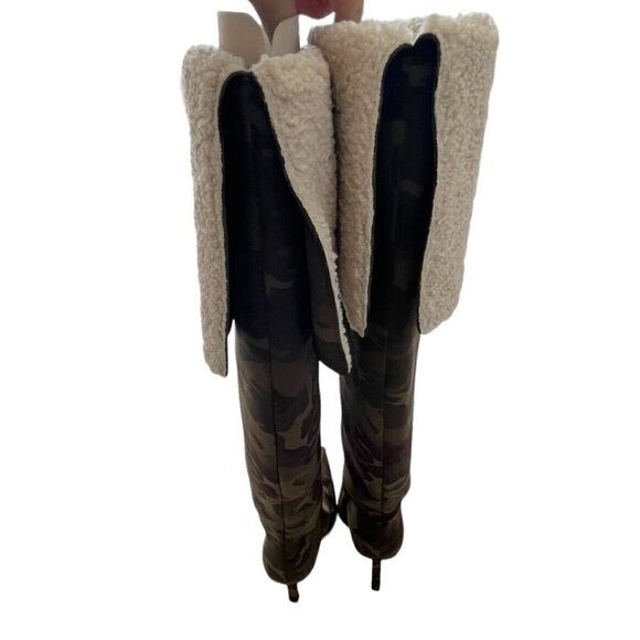Good American Women Sz 7.5 Camouflage Sherpa Calf Thigh High Boots Sold Out NIB - Picture 6 of 11